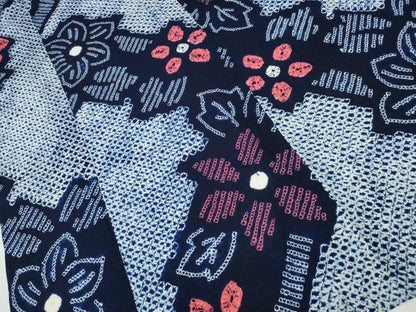 平和屋着物∴夏物 浴衣 有松鳴海絞り 舞花文 綿 逸品 CABB6418ng