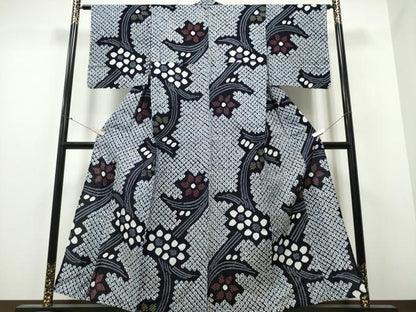 平和屋着物∴夏物 浴衣 有松鳴海絞り 草花文 綿 逸品 未使用 CABB6424ng