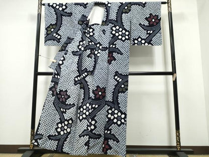 平和屋着物∴夏物 浴衣 有松鳴海絞り 草花文 綿 逸品 未使用 CABB6424ng