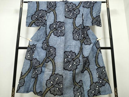平和屋着物∴夏物 浴衣 有松鳴海絞り 枝葉文 綿 逸品 CABB6425ng