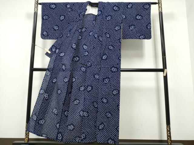 平和屋着物∴夏物 浴衣 有松鳴海絞り 亀甲花文 綿 逸品 CABA0430ng 平和