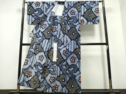 平和屋着物∴夏物 浴衣 有松鳴海絞り 破れ色紙流水花文 綿 逸品 CABB6430ng