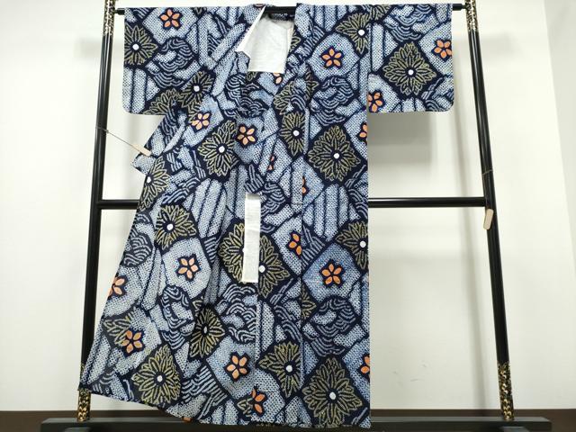 平和屋着物∴夏物 浴衣 有松鳴海絞り 破れ色紙流水花文 綿 逸品 CABB6430ng