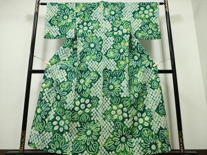 平和屋着物∴夏物 浴衣 有松鳴海絞り 舞菊文 綿 逸品 CABB6431ng