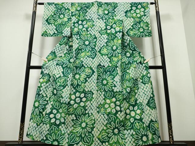 平和屋着物∴夏物 浴衣 有松鳴海絞り 舞菊文 綿 逸品 CABB6431ng