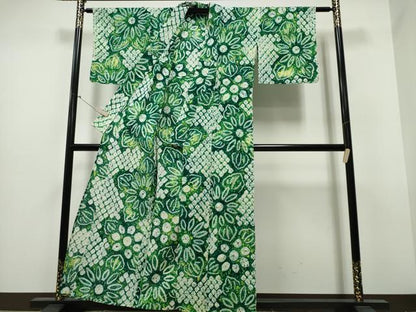 平和屋着物∴夏物 浴衣 有松鳴海絞り 舞菊文 綿 逸品 CABB6431ng