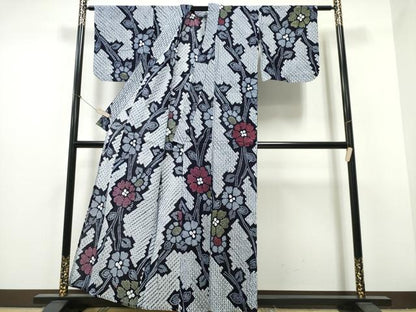 平和屋着物∴夏物 浴衣 有松鳴海絞り 枝花文 綿 逸品 CABB6432ng