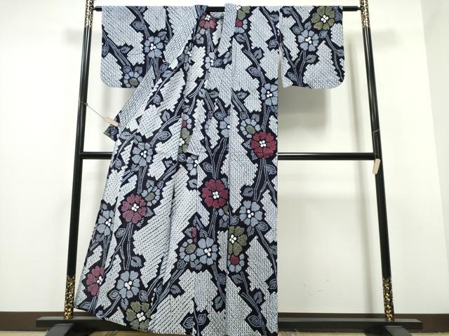 平和屋着物∴夏物 浴衣 有松鳴海絞り 枝花文 綿 逸品 CABB6432ng