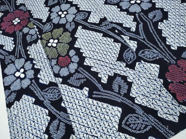 平和屋着物∴夏物 浴衣 有松鳴海絞り 枝花文 綿 逸品 CABB6432ng