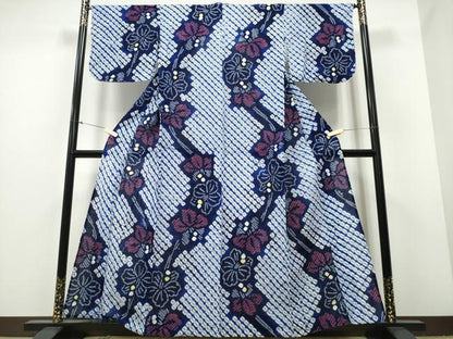 平和屋着物∴夏物 浴衣 有松鳴海絞り 舞花文 綿 逸品 CABB6433ng