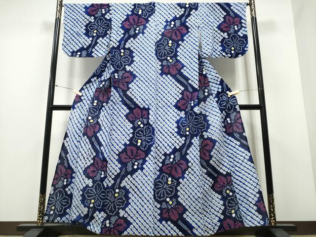 平和屋着物∴夏物 浴衣 有松鳴海絞り 舞花文 綿 逸品 CABB6433ng