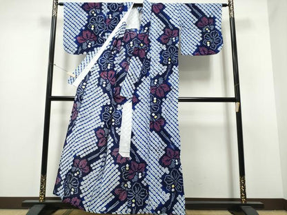平和屋着物∴夏物 浴衣 有松鳴海絞り 舞花文 綿 逸品 CABB6433ng