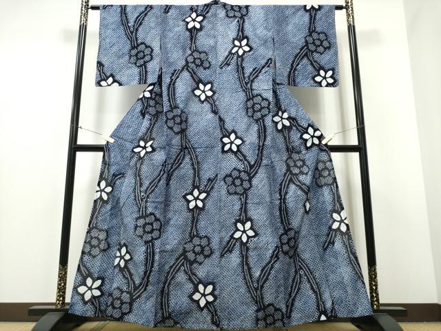 平和屋着物∴夏物 浴衣 有松鳴海絞り 枝花文 綿 逸品 CABB6434ng
