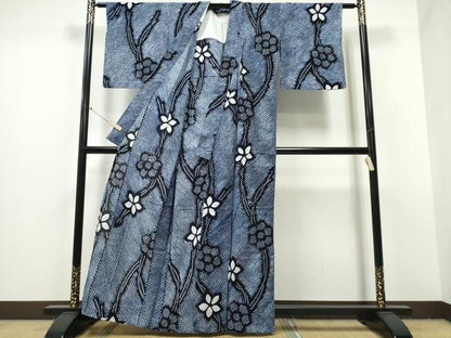 平和屋着物∴夏物 浴衣 有松鳴海絞り 枝花文 綿 逸品 CABB6434ng