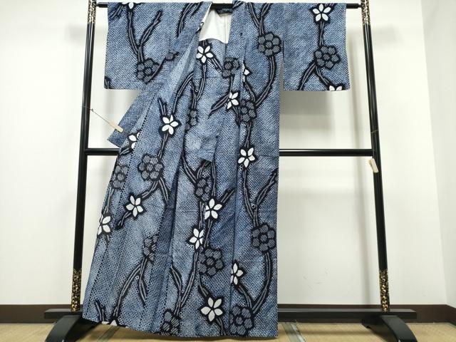 平和屋着物∴夏物 浴衣 有松鳴海絞り 枝花文 綿 逸品 CABB6434ng