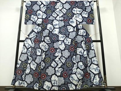 平和屋着物∴夏物 浴衣 有松鳴海絞り 石畳舞花文 綿 逸品 CABB6436ng