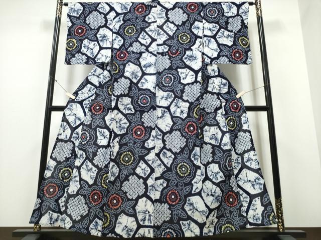 平和屋着物∴夏物 浴衣 有松鳴海絞り 石畳舞花文 綿 逸品 CABB6436ng