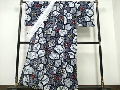 平和屋着物∴夏物 浴衣 有松鳴海絞り 石畳舞花文 綿 逸品 CABB6436ng