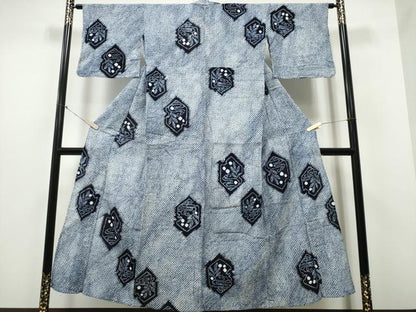 平和屋着物∴夏物 浴衣 有松鳴海絞り 亀甲流水草木文 綿 逸品 CABB6439ng