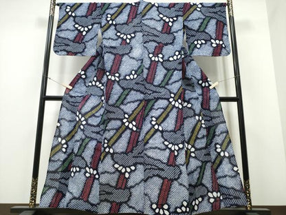 平和屋着物∴夏物 浴衣 有松鳴海絞り 霞竹花文綿 逸品 CABB6440ng