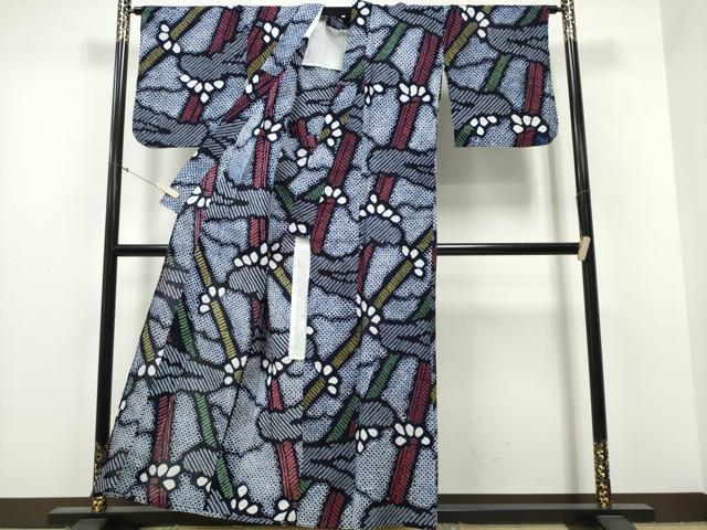平和屋着物∴夏物 浴衣 有松鳴海絞り 霞竹花文綿 逸品 CABB6440ng