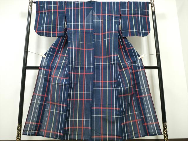 平和屋着物∴夏物 阿波しじら織 浴衣 格子柄 綿 逸品 CABB6443ng