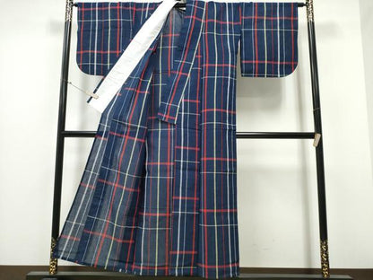 平和屋着物∴夏物 阿波しじら織 浴衣 格子柄 綿 逸品 CABB6443ng