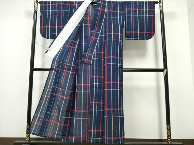 平和屋着物∴夏物 阿波しじら織 浴衣 格子柄 綿 逸品 CABB6443ng