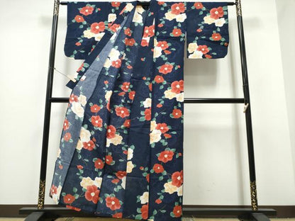 平和屋着物∴夏物 浴衣 椿 綿 逸品 CABB6448ng