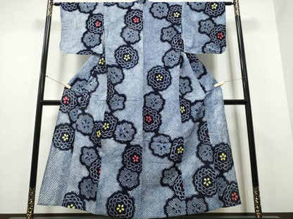 平和屋着物∴夏物 浴衣 有松鳴海絞り 舞菊文 綿 逸品 CABB6452ng