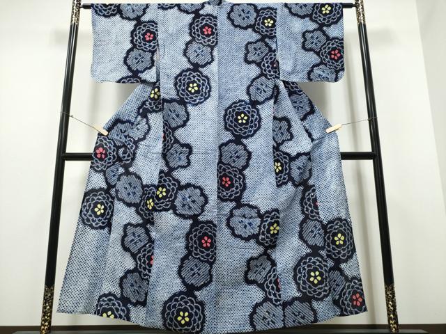 平和屋着物∴夏物 浴衣 有松鳴海絞り 舞菊文 綿 逸品 CABB6452ng
