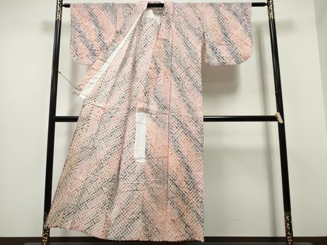 平和屋着物∴夏物 浴衣 有松鳴海絞り 蜘蛛絞り 斜線文 綿 逸品 CABB6453ng