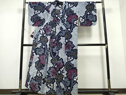 平和屋着物∴夏物 浴衣 有松鳴海絞り 枝葉文 綿 逸品 CABB6455ng