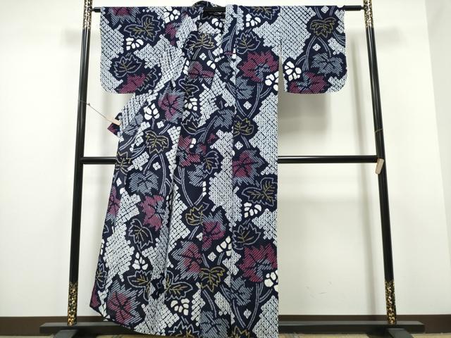 平和屋着物∴夏物 浴衣 有松鳴海絞り 枝葉文 綿 逸品 CABB6455ng