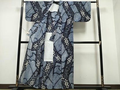 平和屋着物∴夏物 浴衣 有松鳴海絞り レース花文様 綿 逸品 CABB6457ng