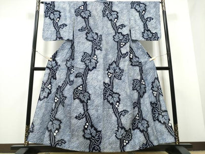 平和屋着物∴夏物 浴衣 有松鳴海絞り 葡萄蔦の葉文 綿 逸品 CABB6459ng