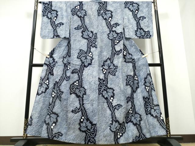 平和屋着物∴夏物 浴衣 有松鳴海絞り 葡萄蔦の葉文 綿 逸品 CABB6459ng