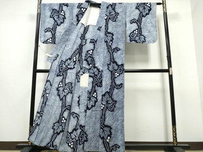平和屋着物∴夏物 浴衣 有松鳴海絞り 葡萄蔦の葉文 綿 逸品 CABB6459ng