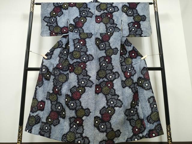 平和屋着物∴夏物　浴衣　有松鳴海絞り　舞菊文　綿　逸品　CABB6460ng 平和屋着物∴夏物 浴衣 有松鳴海絞り 舞菊文 綿 逸品 CABB6460ng