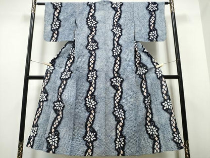 平和屋着物∴夏物 浴衣 有松鳴海絞り 菊唐草間道 綿 逸品 CABB6461ng