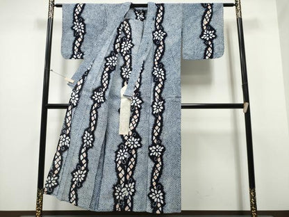 平和屋着物∴夏物 浴衣 有松鳴海絞り 菊唐草間道 綿 逸品 CABB6461ng