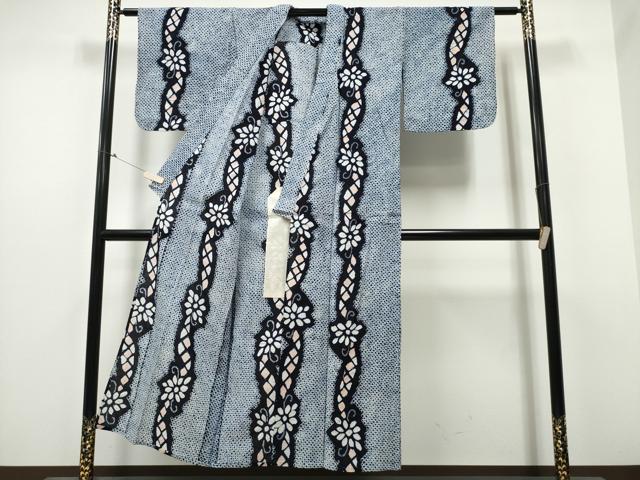 平和屋着物∴夏物 浴衣 有松鳴海絞り 菊唐草間道 綿 逸品 CABB6461ng