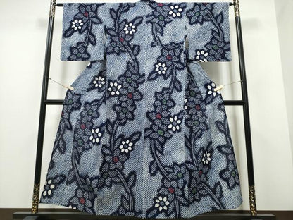 平和屋着物∴夏物 浴衣 有松鳴海絞り 枝花文 綿 逸品 CABB6467ng