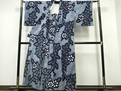 平和屋着物∴夏物 浴衣 有松鳴海絞り 枝花文 綿 逸品 CABB6467ng