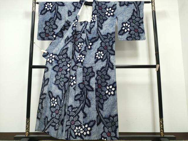 平和屋着物∴夏物 浴衣 有松鳴海絞り 枝花文 綿 逸品 CABB6467ng
