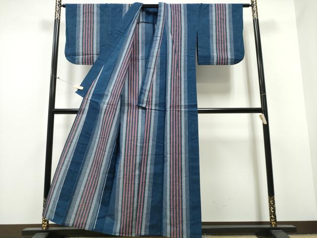 平和屋着物∴夏物 阿波しじら織 浴衣 間道 綿 逸品 CABB6471ng