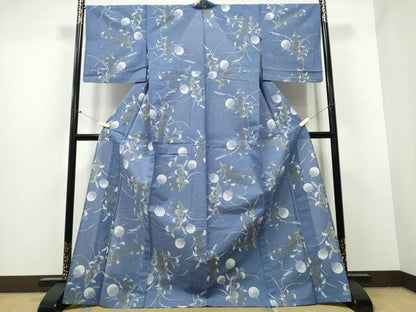 平和屋着物∴夏物 浴衣 綿絽 団扇草木文 綿 逸品 CABB6472ng