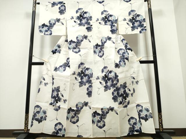 平和屋着物∴夏物 浴衣 朝顔 綿麻 逸品 未使用 CABB6473ng