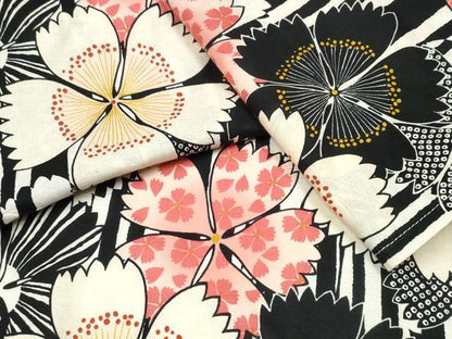 平和屋着物∴夏物　浴衣　舞花間道　黒地　綿　逸品　CABB6474ng
