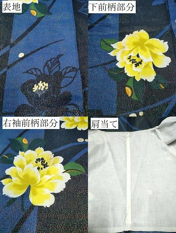 平和屋着物∴夏物　浴衣　露芝舞牡丹文　ラメ糸　金彩　綿　逸品　CABB6475ng 平和屋着物∴夏物 浴衣 露芝舞牡丹文 ラメ糸 金彩 綿 逸品